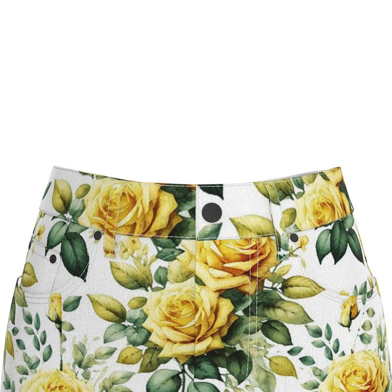 Yelloy roses pencil skirt