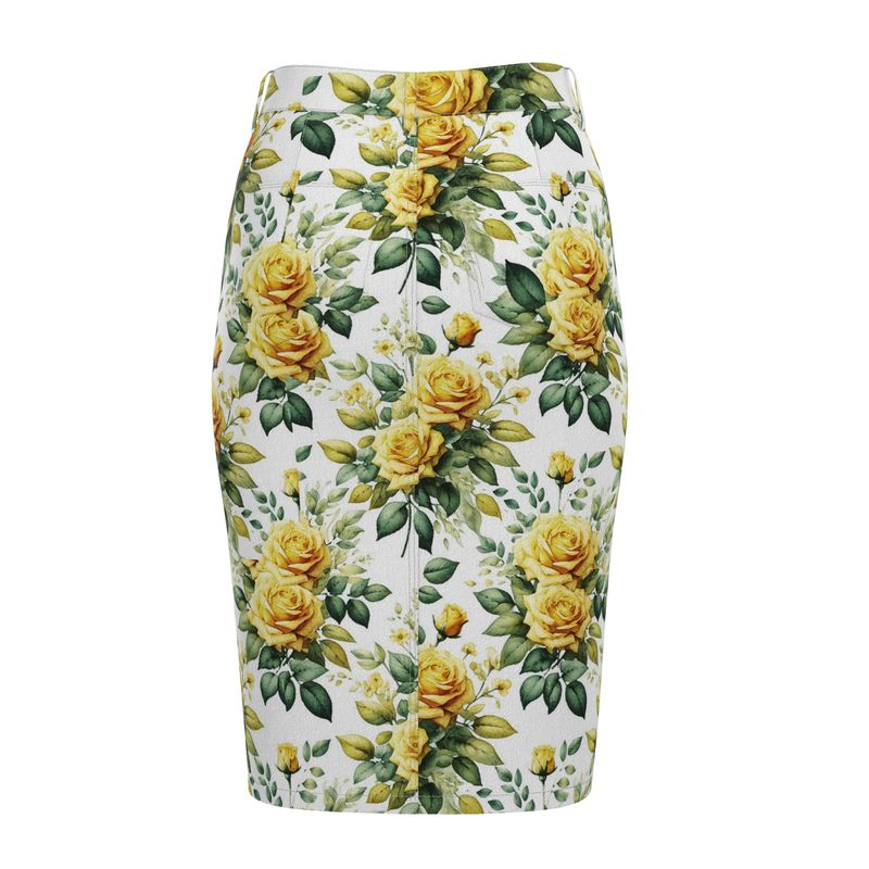 Yelloy roses pencil skirt
