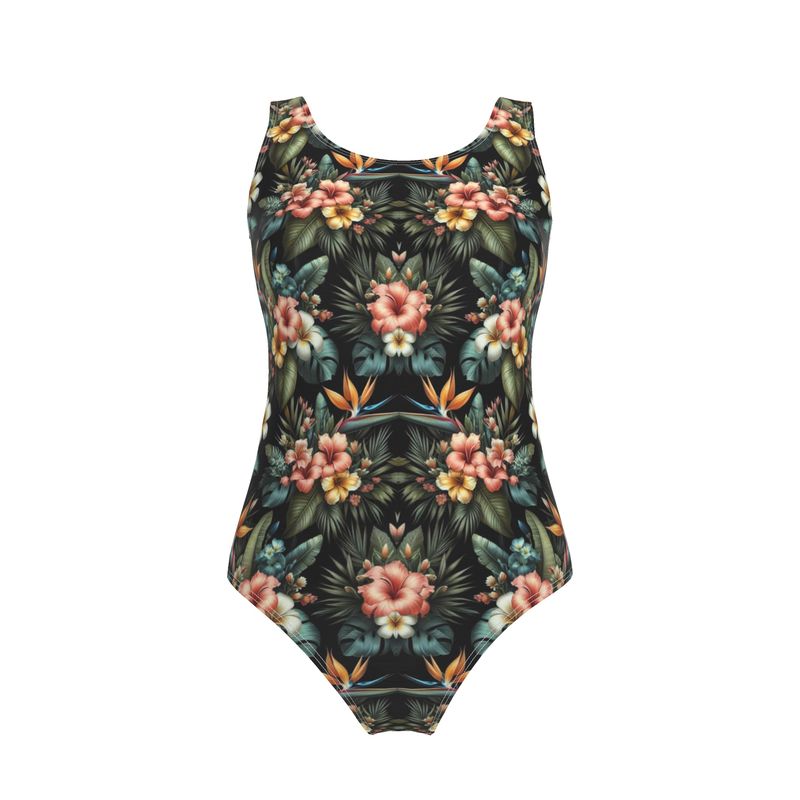 Black and flowers swimsuit