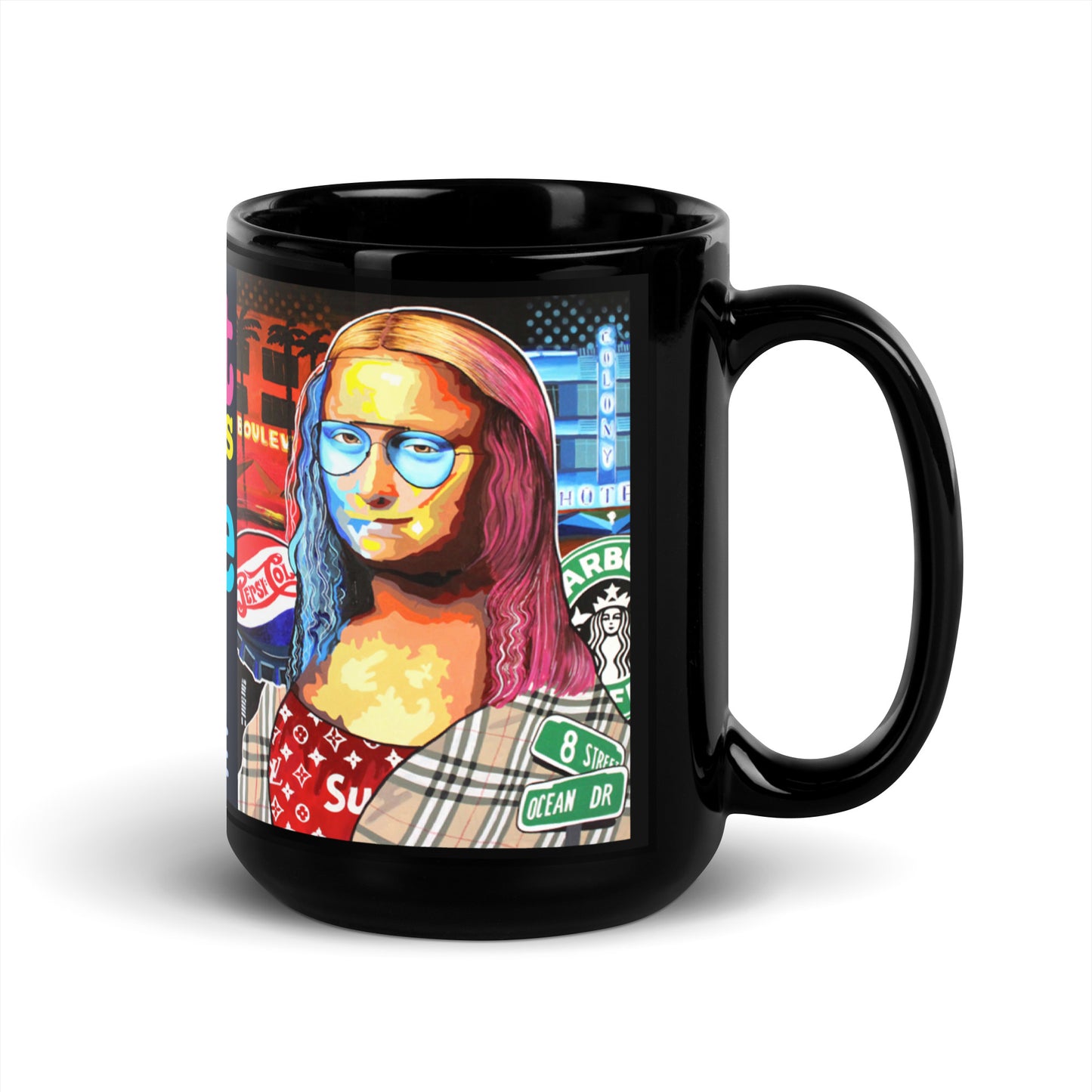 Black Glossy Mug GIOCONDA IN MIAMI